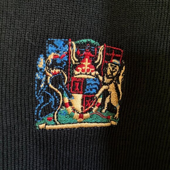 Robert Bruce Mens Vintage 90s Deadstock Embroidered Cardigan Large Black AN NWT - Picture 3 of 10